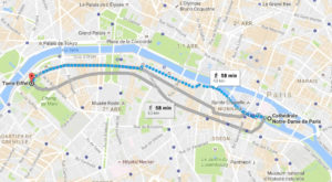 Mapa da nossa caminhada por Paris