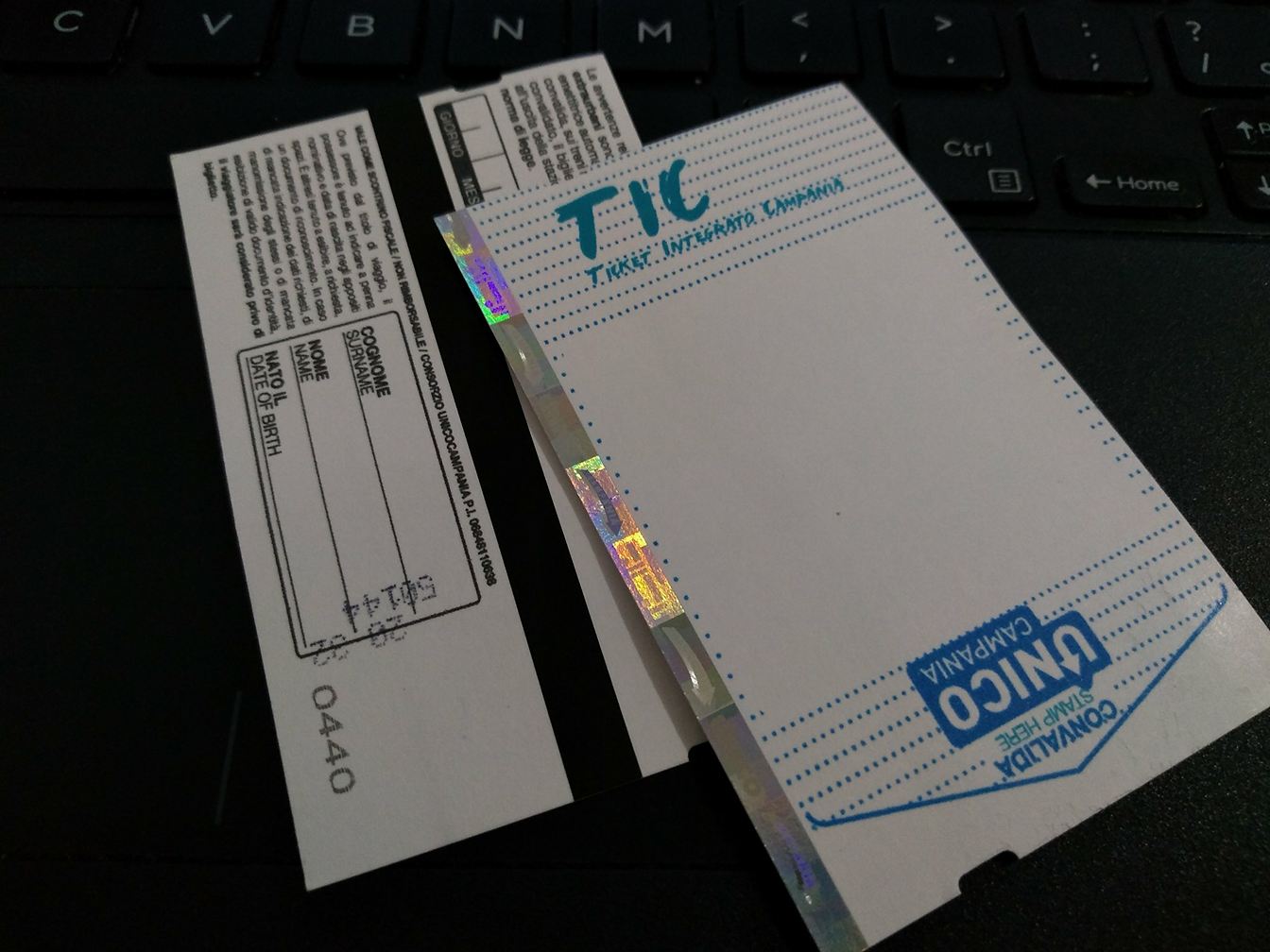Bilhete de transporte em Nápoles